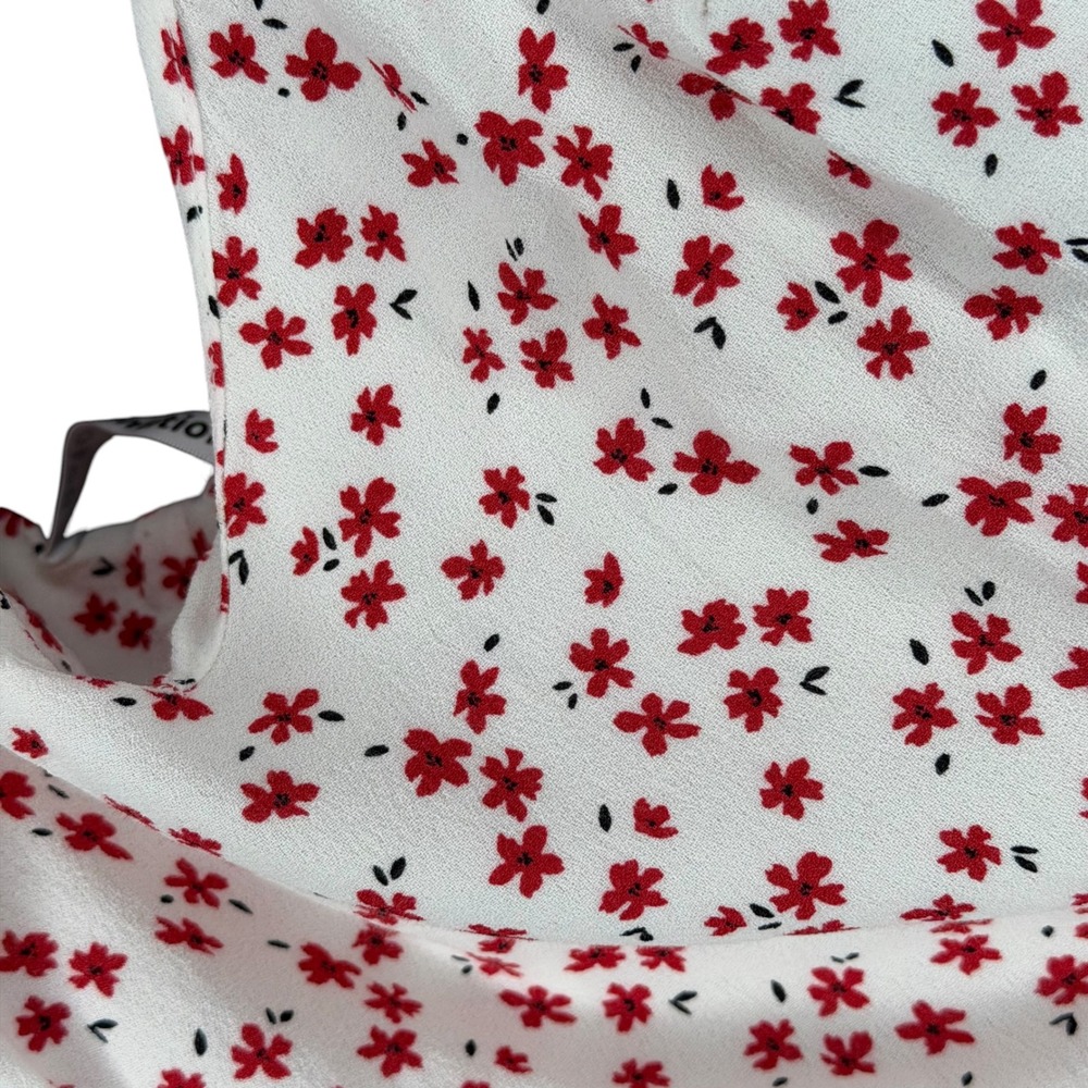 REFORMATION Boston Midi Dress White Red Floral Slip Women's Size 10 FLAWED - Picture 8 of 9